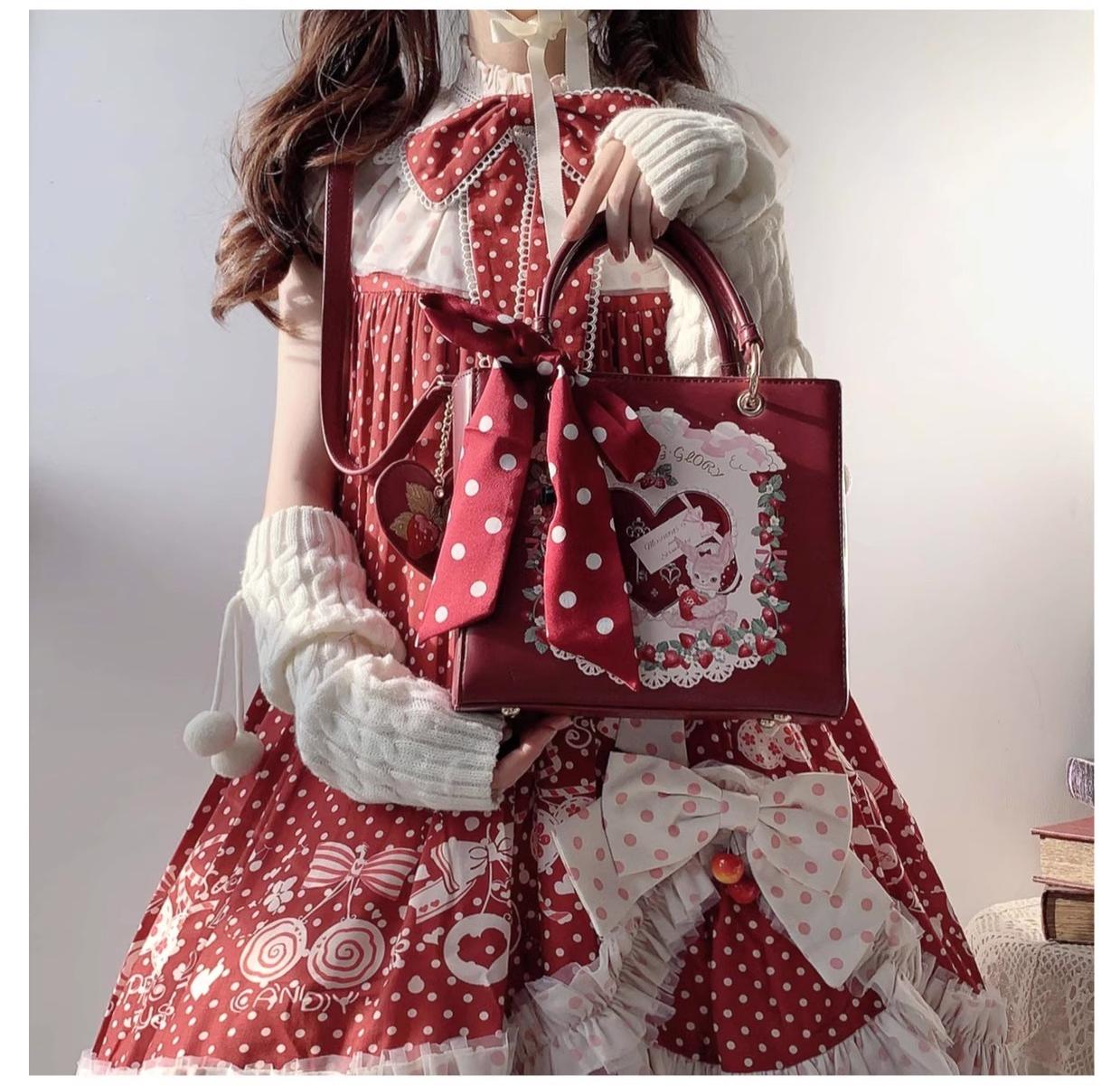 Morning Glory - Retro Lolita Handbag PU Square Wedding Bag