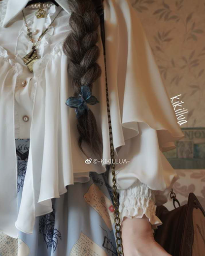 VTGDOLL - World War II love letter - Elegant Lolita Shirt and Lolita Painted SK