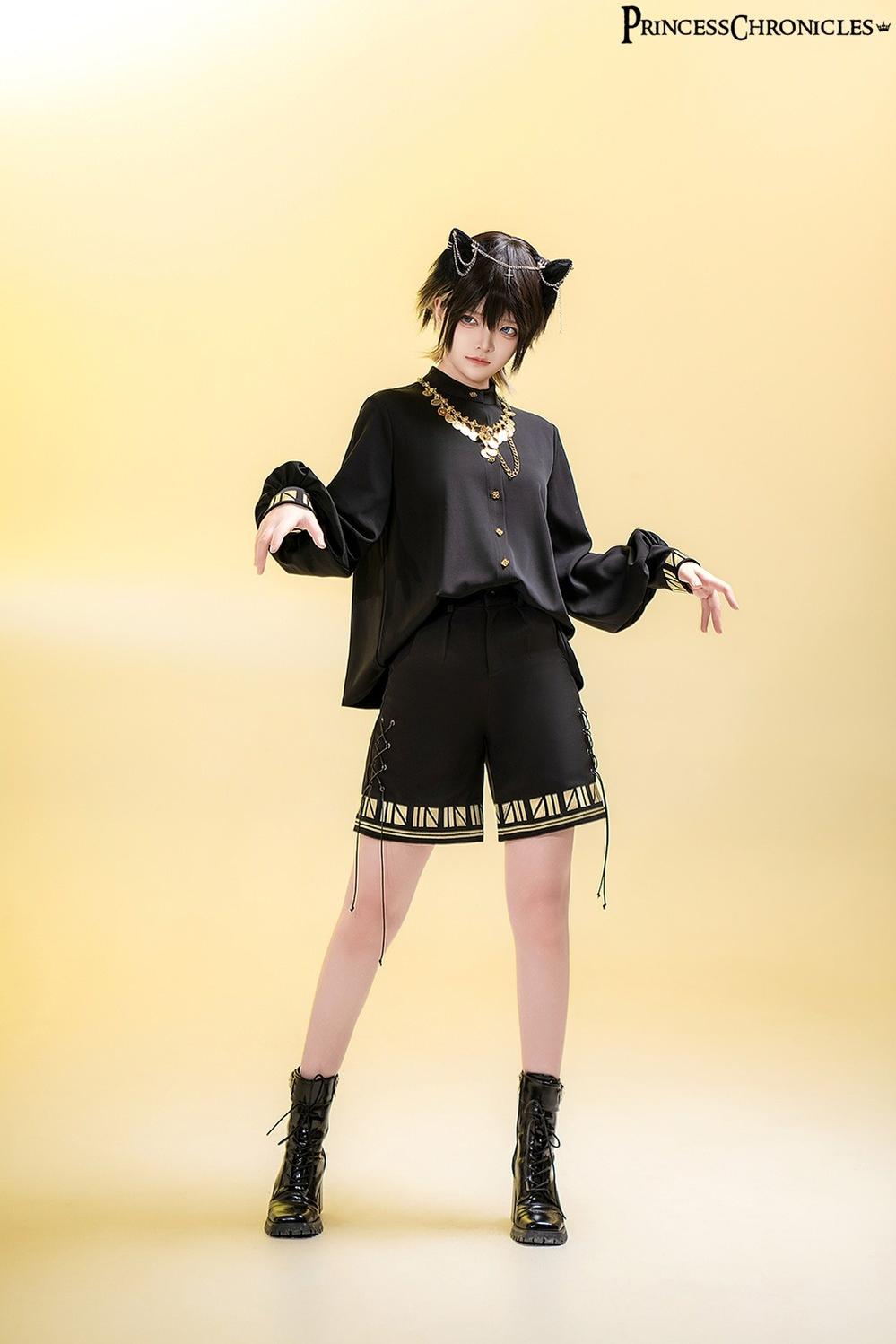 Princess Chronicles - Black Cat - Ouji Lolita Shirt Vintage Blouse