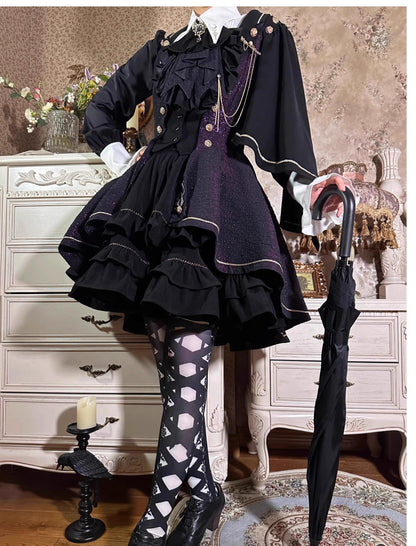 SilentMars - Fallen Moon Rule - Military Lolita Shirt Set Retro Knight Style Blouse