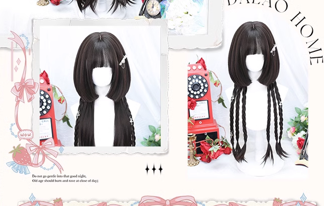 Dalao Home - Sweet  Lolita Hime Cut Long Curly Wig Multicolor