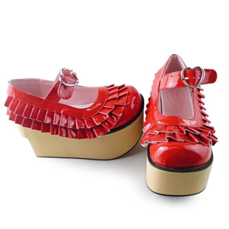 Antaina - Sweet Lolita Platform Shoes Lotus Leaf Edge Multicolor