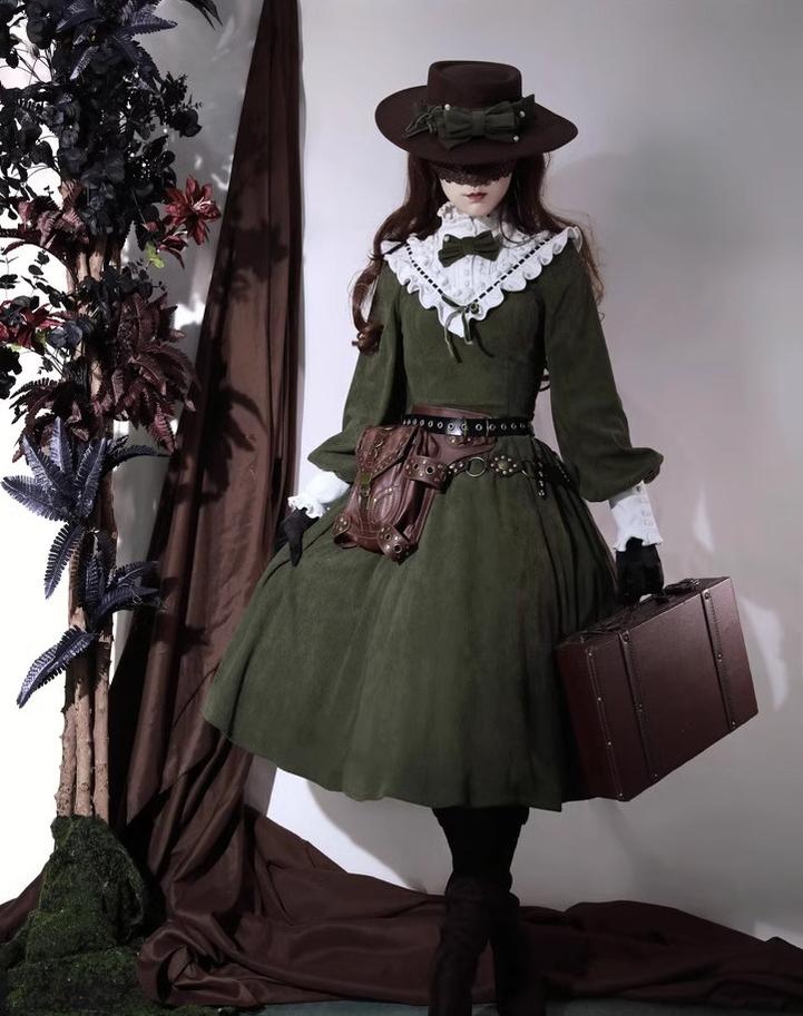 Miaoplus - Winter Birch Forest - Elegant Lolita OP Dress Corduroy Long Sleeve Winter Dress