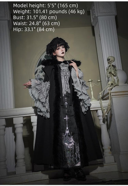 With PUJI - Letter and Poetry ﾂｷ Raven's Night Song - Gothic Lolita Black Cloak