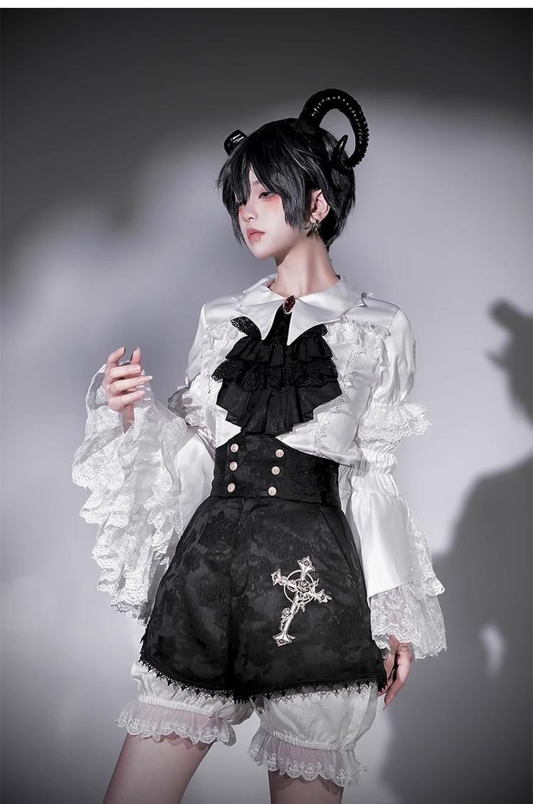 CastleToo - Crossbone - Ouji Lolita Shorts Suit Gothic Lolita Top and Blouse