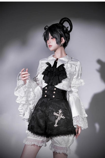 CastleToo - Crossbone - Ouji Lolita Shorts Suit Gothic Lolita Top and Blouse