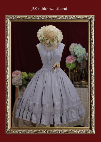 Tiny Garden - Nocturne Reminiscence - Elegant Lolita JSK Dress Multi-Wear Apron Dress Set