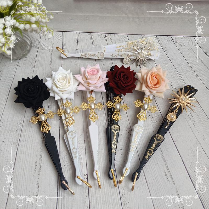 Cocoa Jam- Gothic Lolita Lace Gorgeous Folding Fan