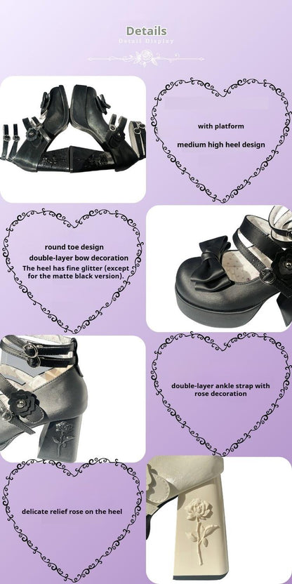 Dreamland - Whispers of the Rose - Daily Lolita Platform Heels Shoes with Relief Rose