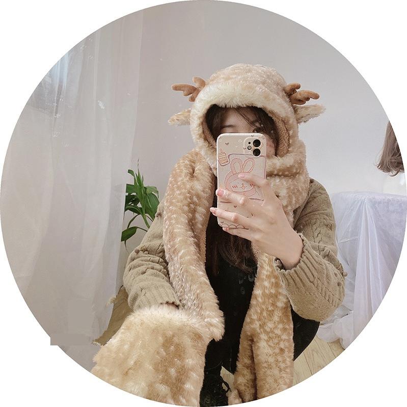 Xiaogui - Winter Kawaii Lolita Hat Antler Plush 3-in-1 Set