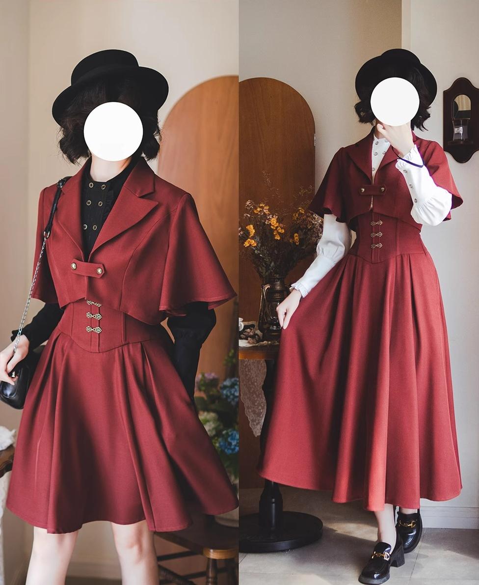 Forest Wardrobe - Vintage Lolita Fishbone Halter SK, Autumn Jacket