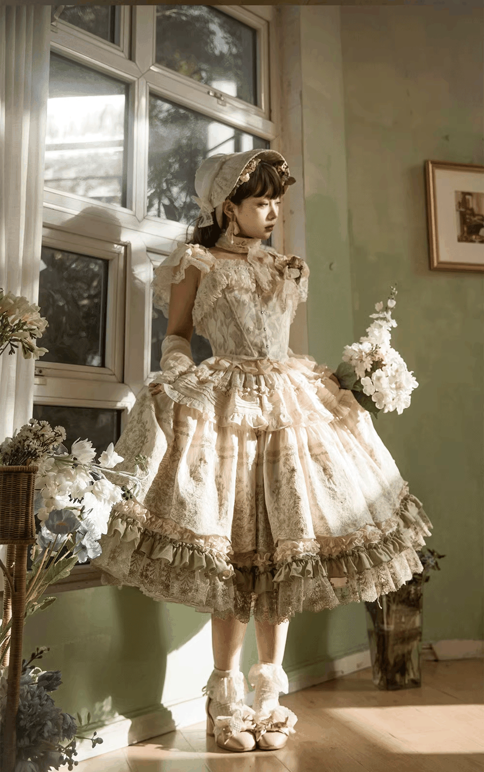 ZJstory - 14-line Poem Set - Classic Lolita Separate Dress Set Tiered Ruffles Skirt