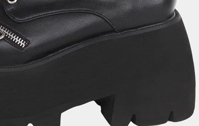 Angelic Imprint - Punk Lolita Round Toe Black Platform Shoes