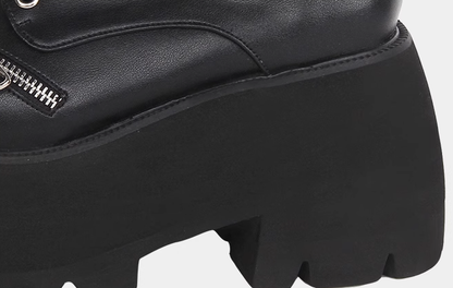Angelic Imprint - Punk Lolita Round Toe Black Platform Shoes