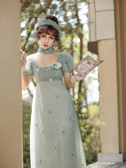 Surface Spell - Spring Rendezvous - Vintage Lolita OP Dress Embroidered Empire Waist Dress