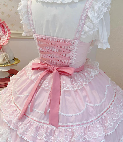 Sugar Girl - Fondant Cake - Summer Sweet Lolita JSK Dress, Tiered Ruffles and Bows