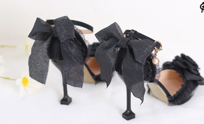 Xiaogui - Elegant Lolita High-Heeled Camellia Bows Shoes