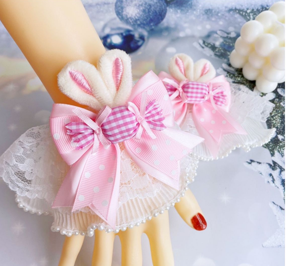Sweetheart Endless - Sweet Lolita Cuffs Handmade Multicolor Rabbit Ears