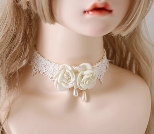 Xiaogui - Elegant Lolita Lace Camellia Necklace