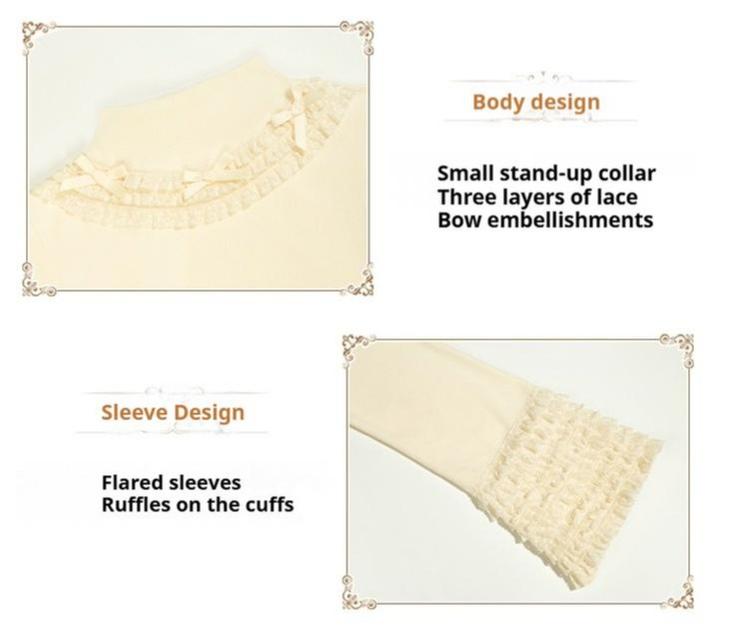 With PUJI - Snowfall - Winter Lolita Sweater Long Sleeve Knitted Innerwear