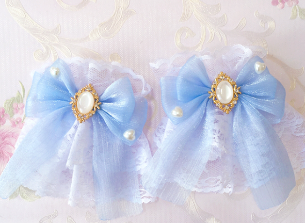 Sakura Home - Sweet Lolita Handmade Lace Bows Cuffs