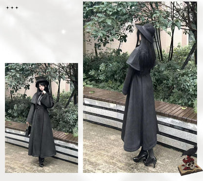 The Original Witch - Silent Hill - Winter Long Gothic Lolita Coat, Detachable Cape