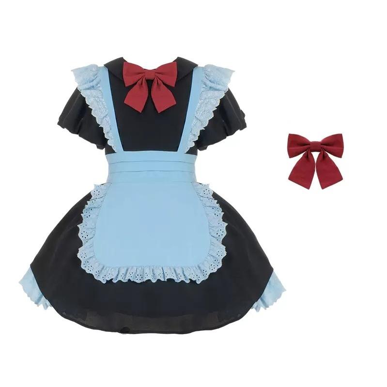 With PUJI - KissKiss - Maid Lolita OP Dress Pleated Lace Multicolor Dress