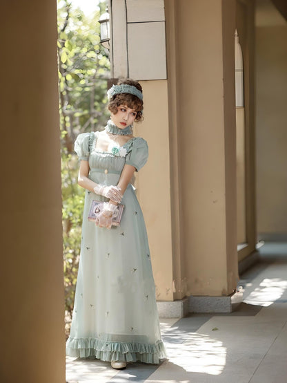 Surface Spell - Spring Rendezvous - Vintage Lolita OP Dress Embroidered Empire Waist Dress