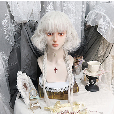 Pippi Palace - Lolita Curly Wig White Braid Wig