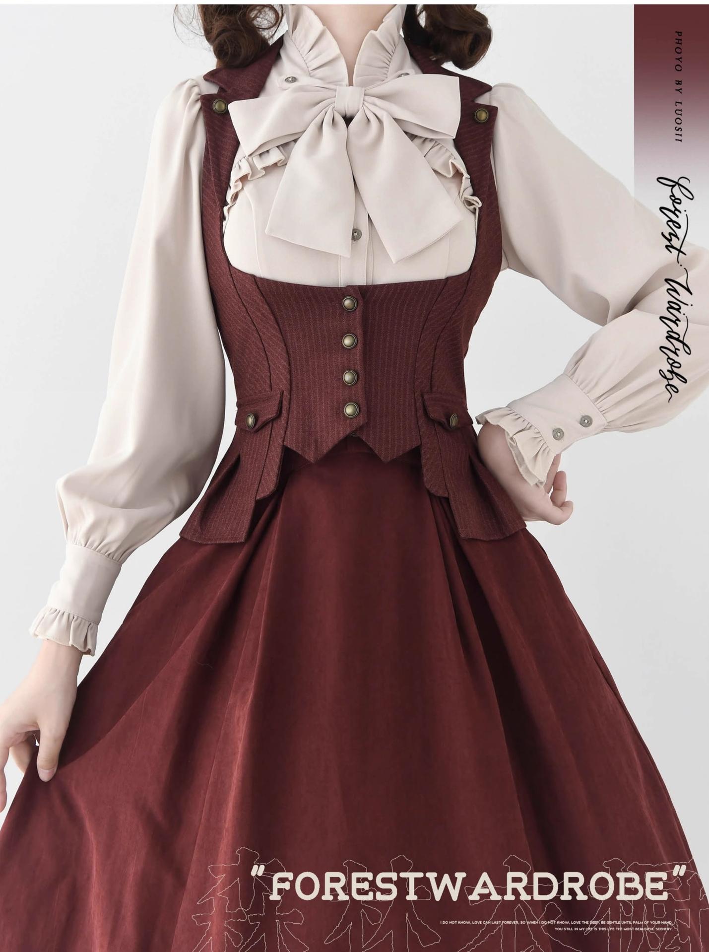 Forest Wardrobe - Forest Contract - Classic Lolita Striped Vest, Elastic Waist