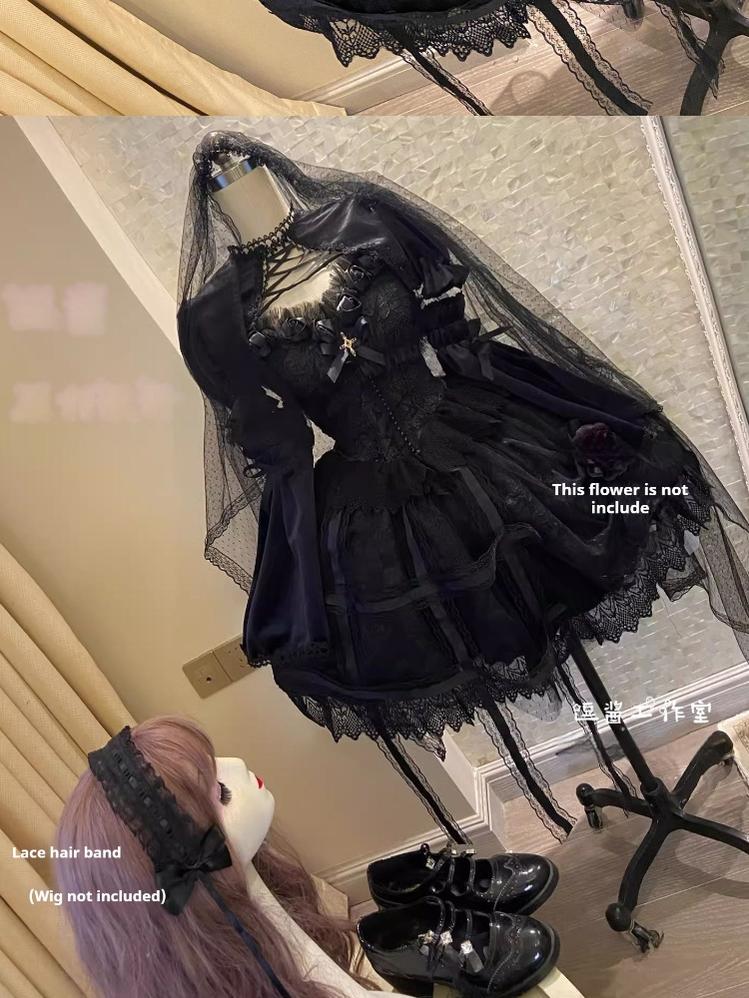 Doujiang - Rose Cage - Gothic Lolita Dress Black Suspender Dress