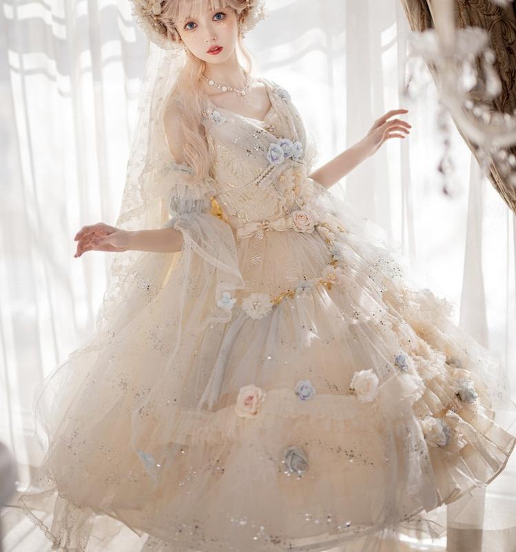 Cat Fairy - Flower Spirit - Elegant Lolita JSK Dress Summer Wedding Lolita JSK