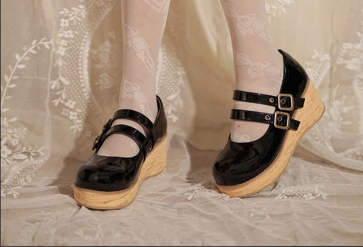 MODO - Retro Lolita Round Toe Wood Bottom Shoes