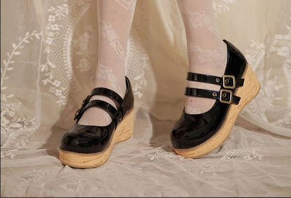 MODO - Retro Lolita Round Toe Wood Bottom Shoes