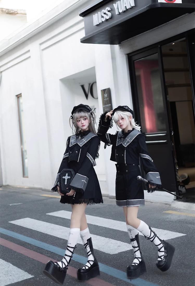 CastleToo - Rules of the Otherworld - Gothic Ouji Lolita Shorts Set with Embroidery Jacket