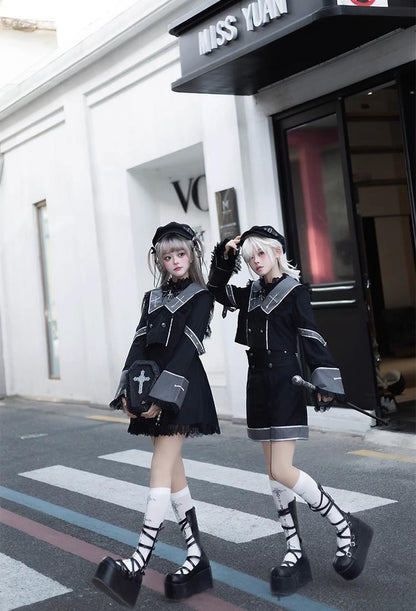 CastleToo - Rules of the Otherworld - Gothic Ouji Lolita Shorts Set with Embroidery Jacket