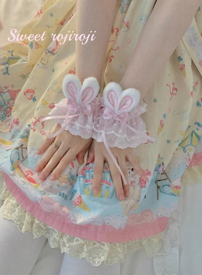 Roji roji - Cute Lolita Bunny Ears Cuffs Lace Summer Butterfly Hand Sleeves
