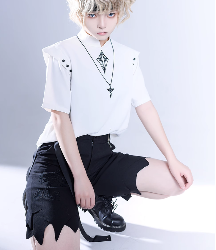 Princess Chronicles - Ouji Lolita Irregular Hem Black Shorts