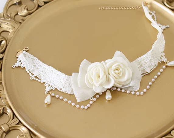 Xiaogui - Elegant Lolita Lace Camellia Necklace