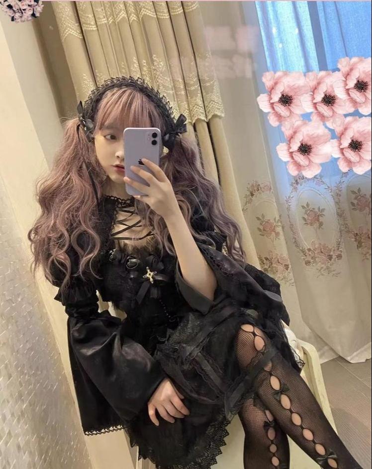 Doujiang - Rose Cage - Gothic Lolita Dress Black Suspender Dress