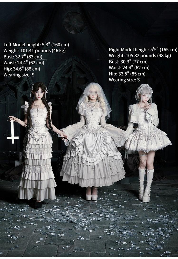 With PUJI - Letter and Poetry ﾂｷ Humanoid Robot - Silver Gothic Lolita Mermaid Skirt Set