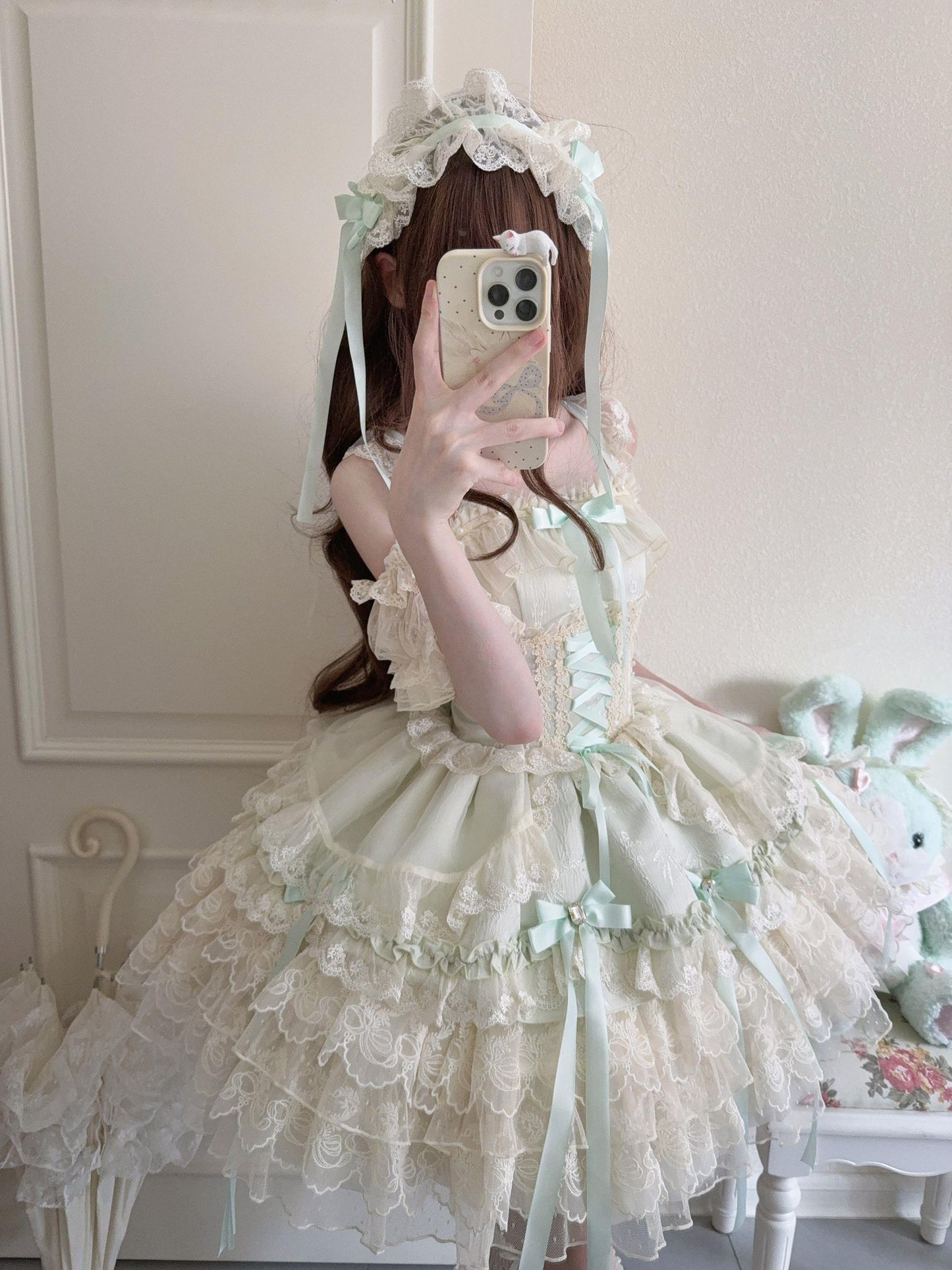 Sugar Girl - Ribbons of Love - Sweet Lolita JSK Dress, Tiered Ruffles
