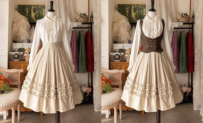 Forest Wardrobe - Forest Basket - Elegant Lolita Skirt Mushroom Edge Skirt Retro Classic