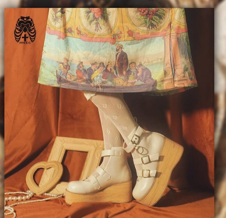 MODO - Retro Lolita Platform Shoes Round Toe Thick Sole