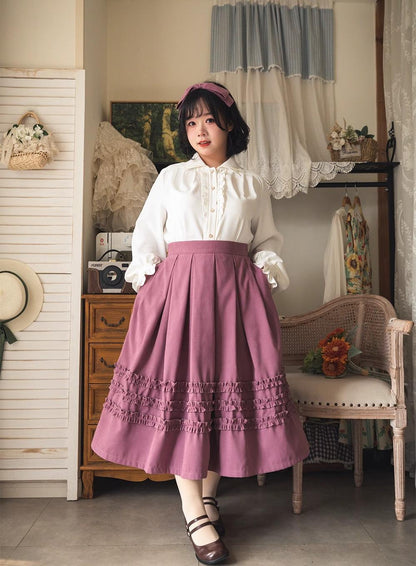 Forest Wardrobe - Forest Basket - Elegant Lolita Shirt Retro Dual Collar Versatile Shirt