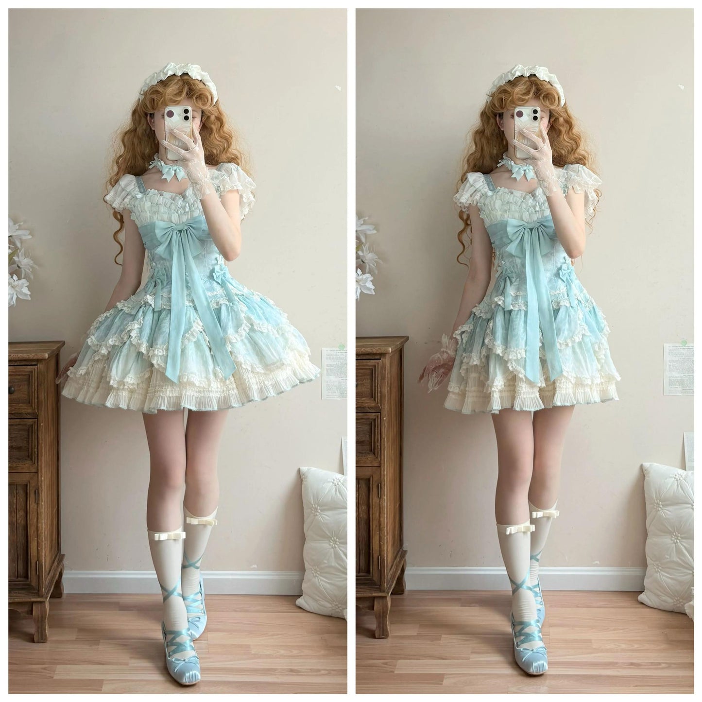 Meowing and fruity - Dream of Floral - Doll-Like Sweet Lolita Dress, Tiered Petal Hem
