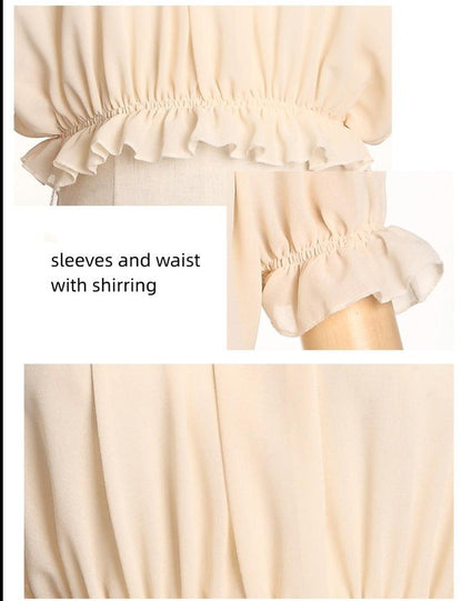 ZhiJinYuan - Elegant Lolita Shirt Open Shoulder Blouse