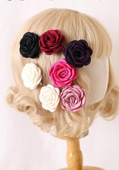 Xiaogui - Retro Lolita Brooch Rose Hairpins Flower Headdress