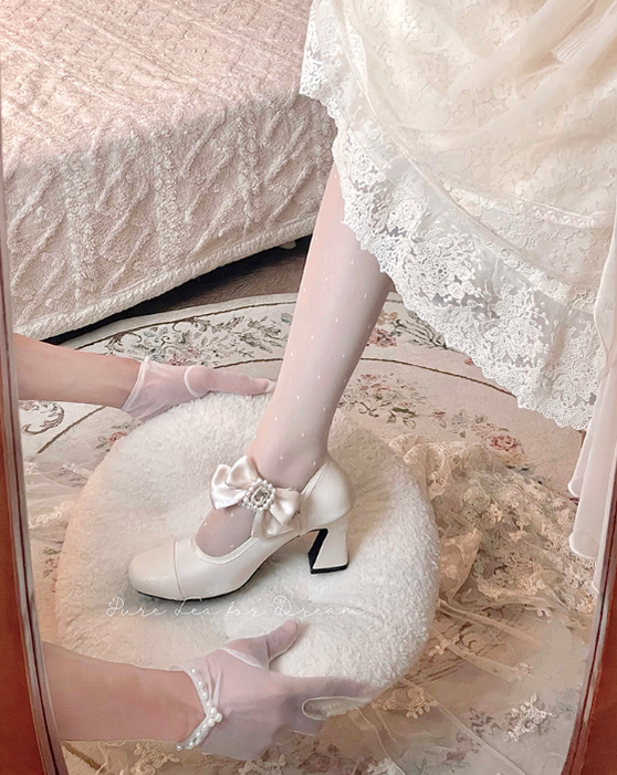 Pure Tea For Dream - Transatlantic Love Poem - Sweet Elegant Lolita Mid-Heel Daily Shoes