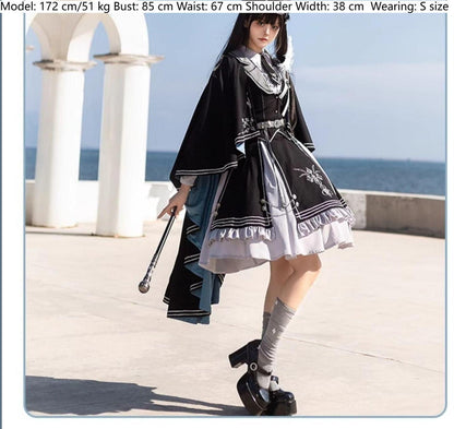 CHUNLV LOLITA - Dark Night Contract - Blue Military Lolita Dress Suit Skirt Elegant OP Cape